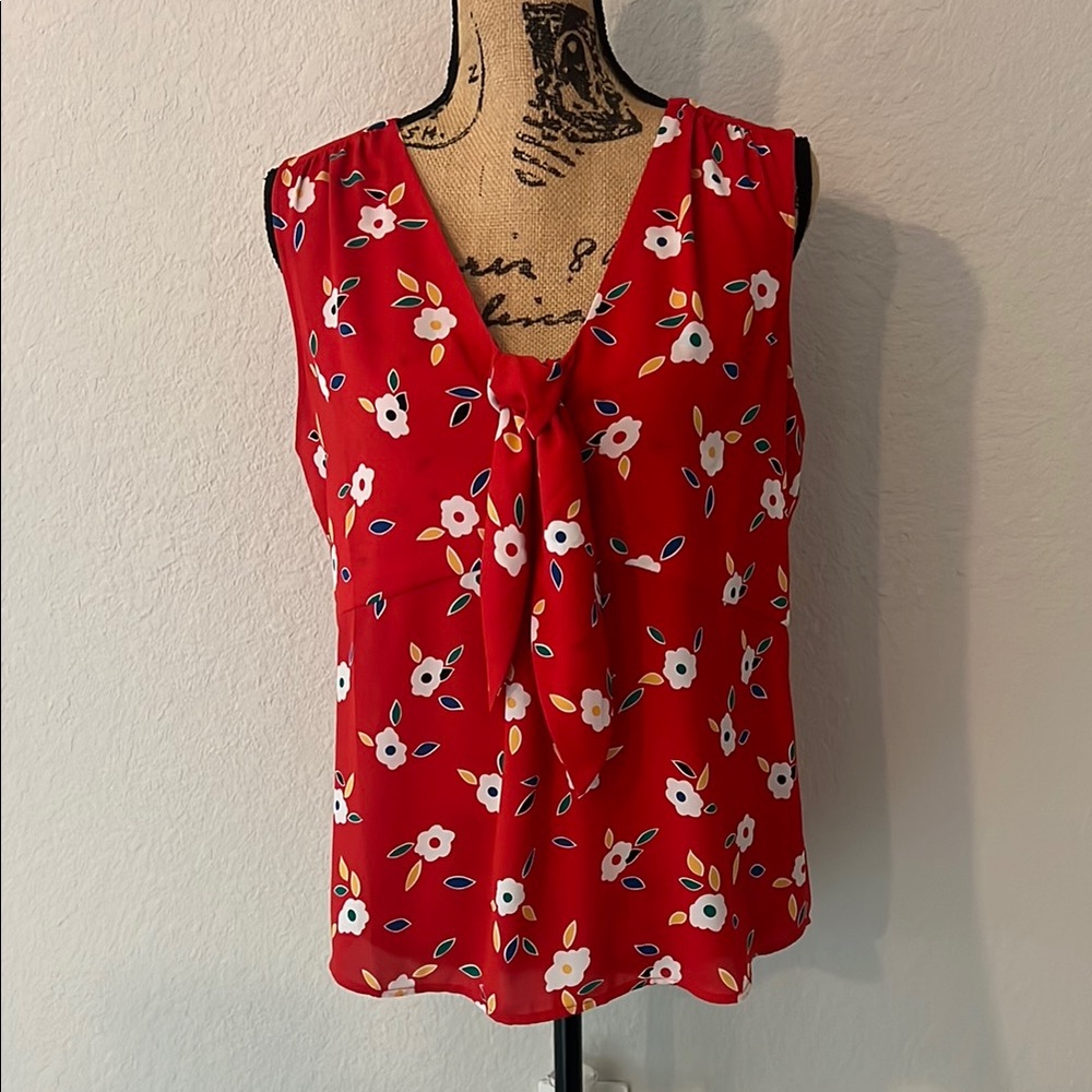 Cabi Floral Red Sleeveless Top